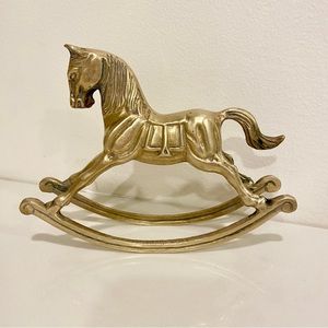 Brass Rocking Horse Vintage Mid Century